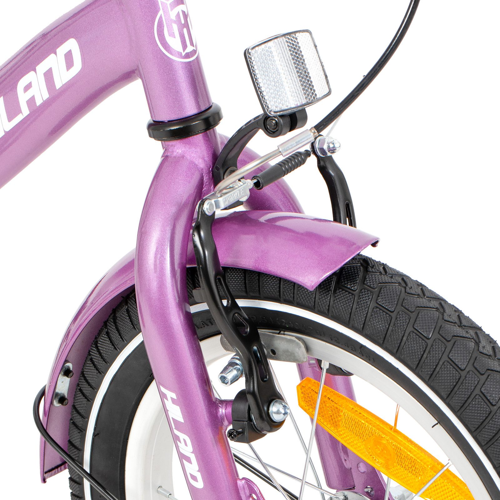 HILAND Kinderfahrrad Starry 12/14/16 Zoll Mädchenfahrrad, 1 Gang, Mit Handbremse, Rücktrittbremse, Gepäckträger, Kotflügel, Hilfsrad