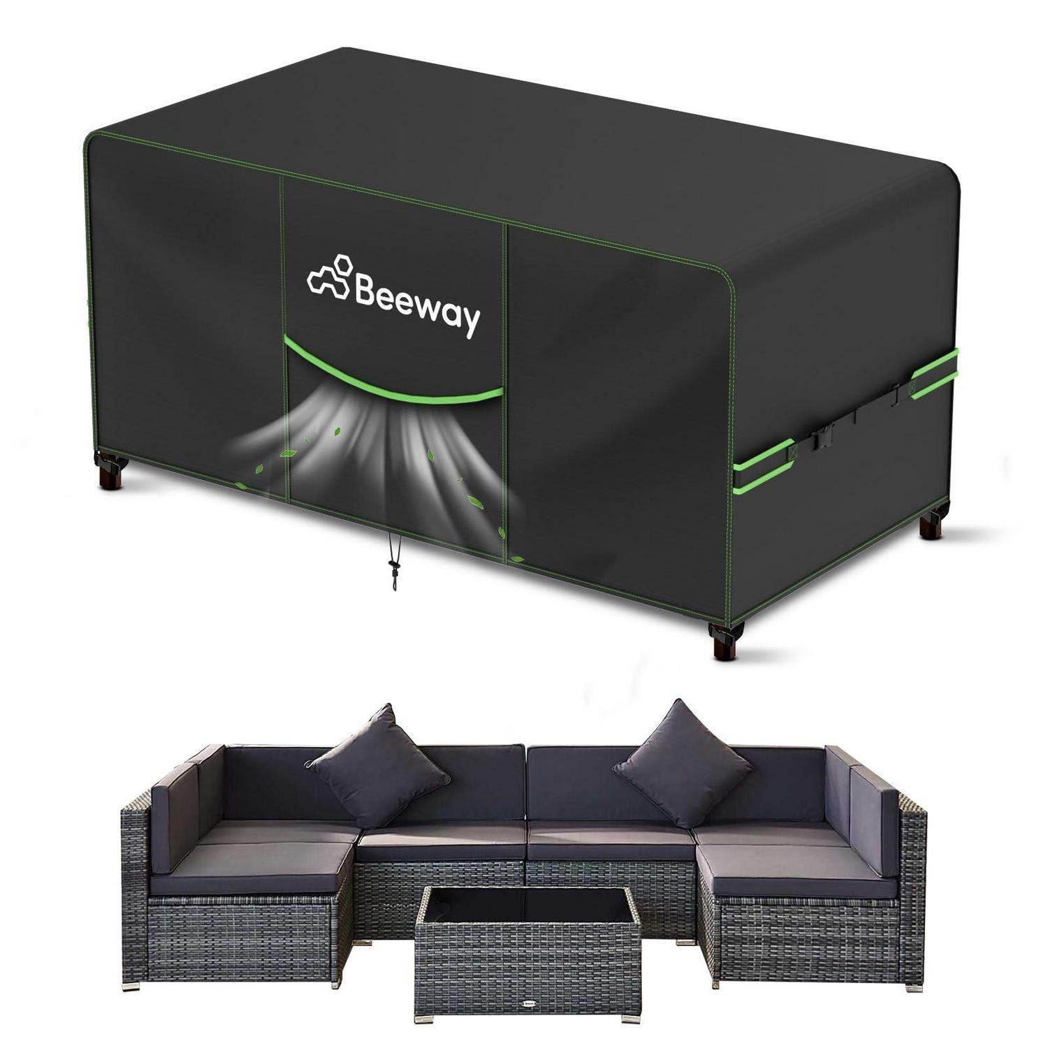 LuxusKollektion Gartenmöbel-Schutzhülle Gartenmöbel Abdeckung Abdeckplane Schwarz 300x200x92cm v2.0