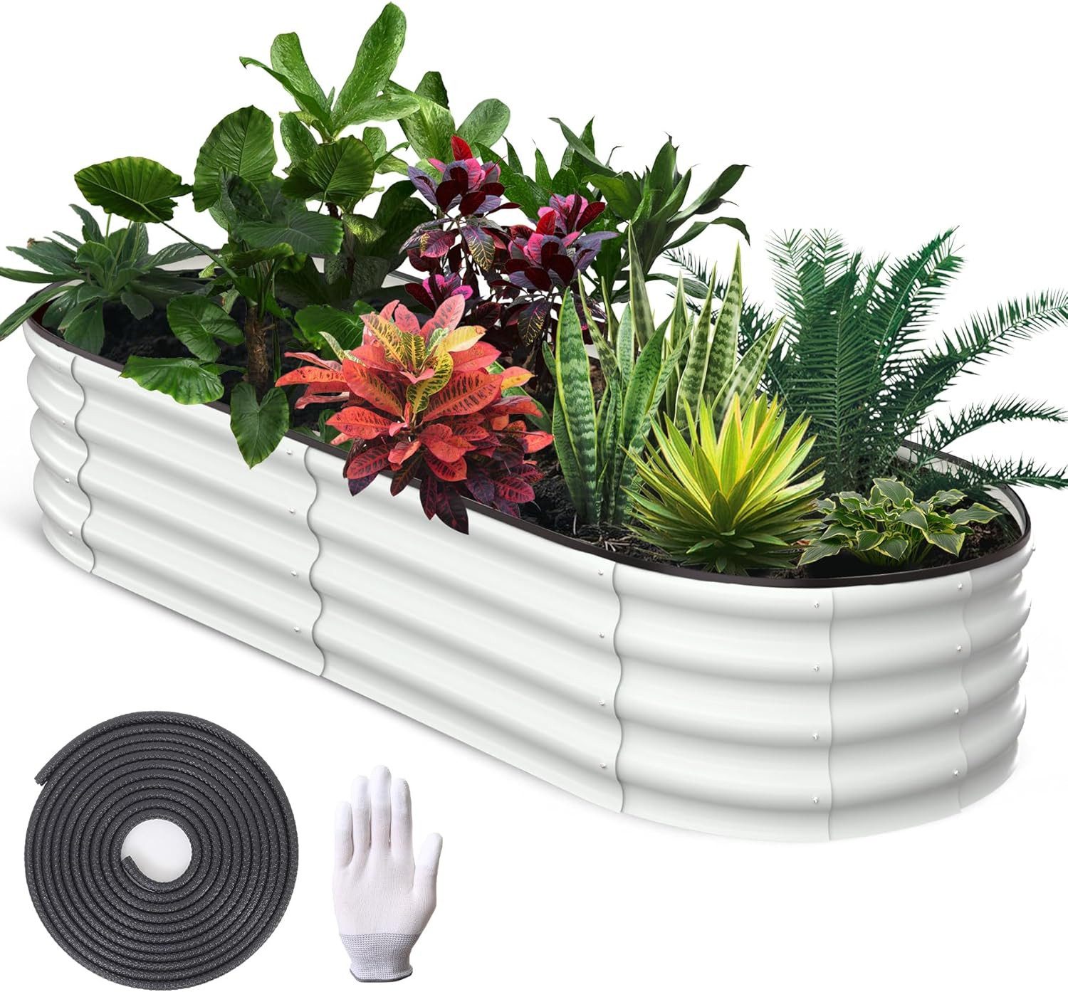 GarveeMore Hochbeet verzinktes,Metall-Gartenkasten für Gemüse,Blumen,Gummirand, Pflanzkübel-Hochkästen,Gartenkästen mit offenem Boden für Außenbereich