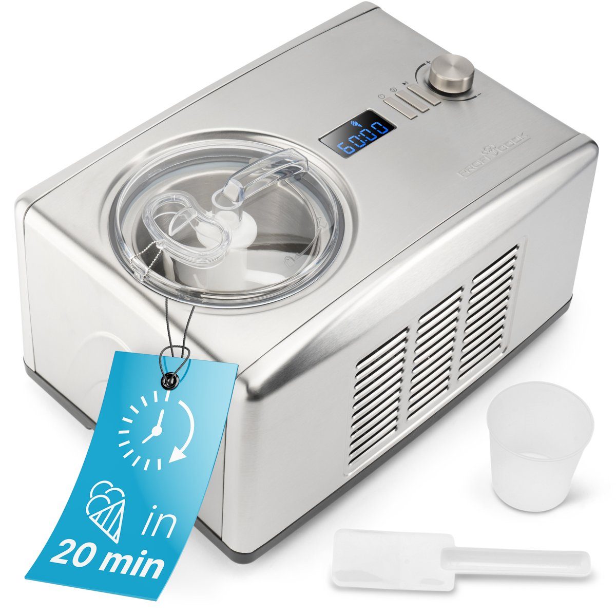 ProfiCook Eismaschine PC-ICM 1091 N, Eismaschine und Joghurtbereiter, Eis in 20 min.
