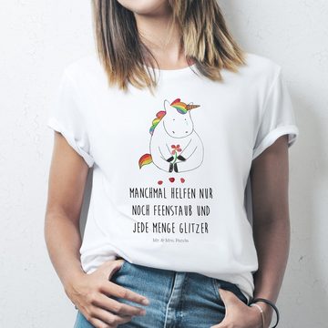 Mr. & Mrs. Panda T-Shirt Einhorn Traurig - Weiß - Geschenk, Geburstag, Blume, Unicorn, Männer, (1-tlg)