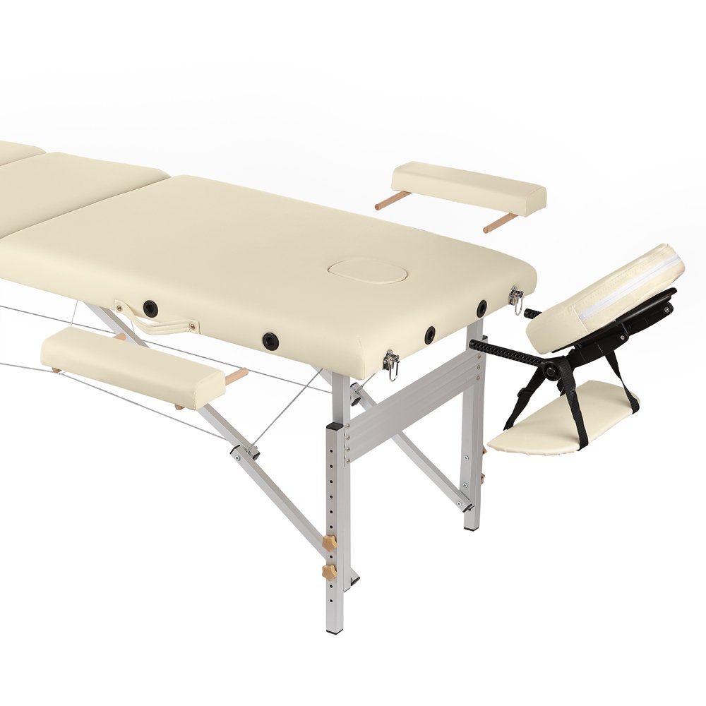 Mucola Massageliege Aluminium 3 Zonen Massageliege Massagebank 12,5 KG Mobile Beige/Creme (Stück, 1-St., Massageliege), 3-Zonen