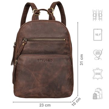 STILORD Cityrucksack "Fabienne" Rucksack Damen klein Echtes Leder