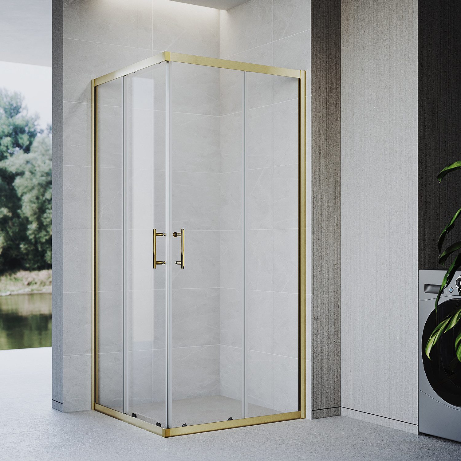 SONNI Eckdusche SONNI Duschkabine 80x80cm Eckeinstieg Duschabtrennung, BxT: 80x80 cm, Duschwand mit Doppel Schiebetür rollen,5mm Sicherheitsglas