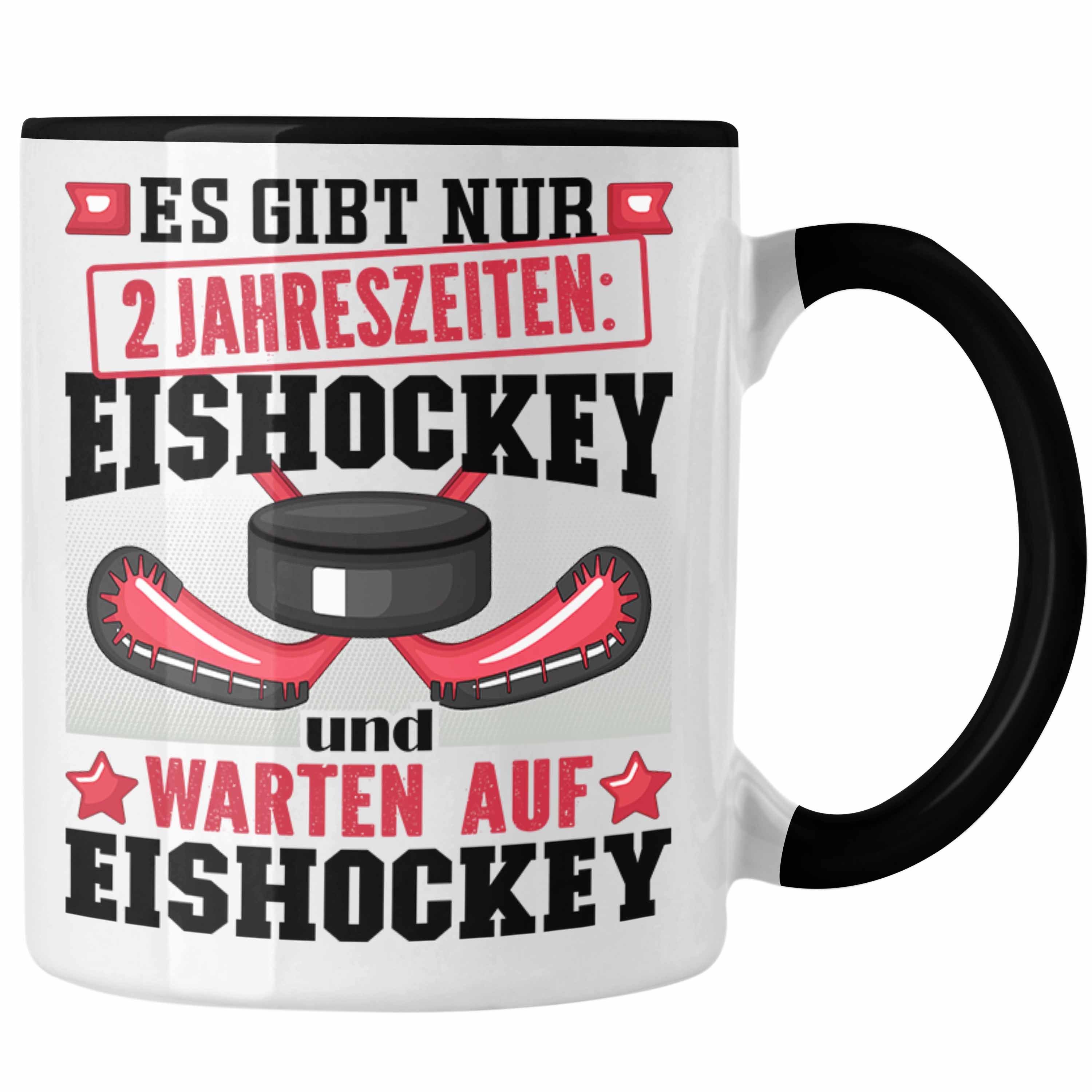 Trendation Tasse Eishockey-Spieler 2 Geschenkidee Geschenk Eishockey Jahresze für Tasse Schwarz