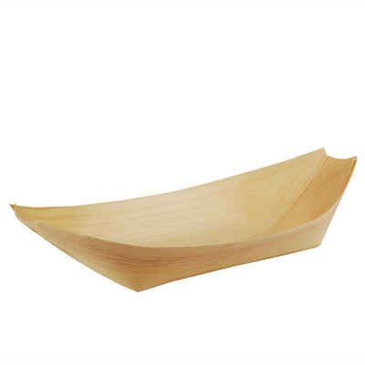 PAPSTAR Einwegschale 500 Stück Fingerfood-Schalen aus Holz pure, 25 x 10 cm Schiffchen
