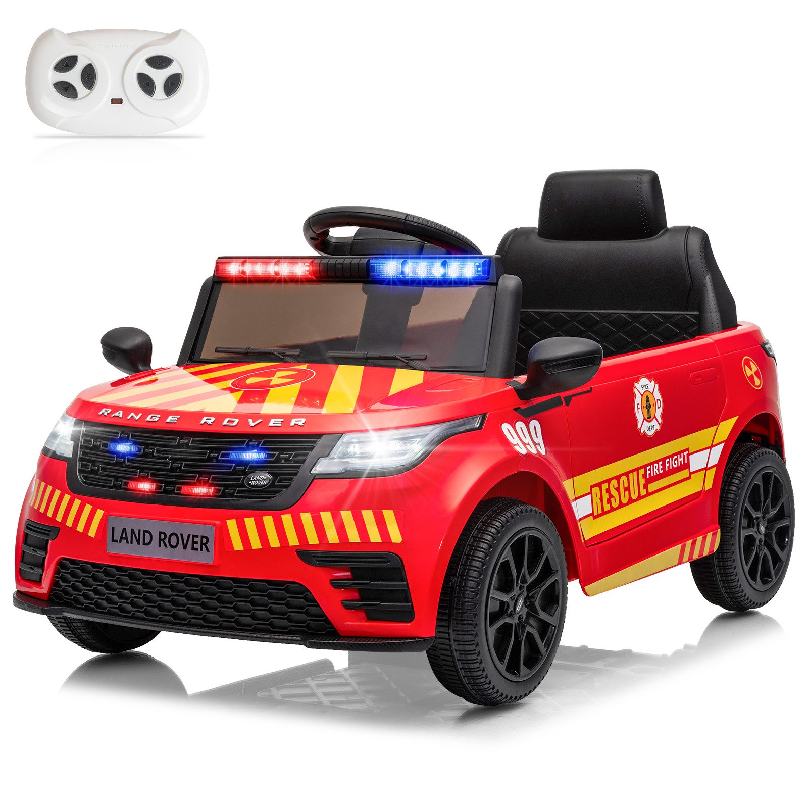 LALAHO Elektro-Kinderauto Kinderauto Polizeiauto,12V 4.5A.h LAND ROVER, Ausgestattet mit Bluetooth, Musik, Hupe und USB
