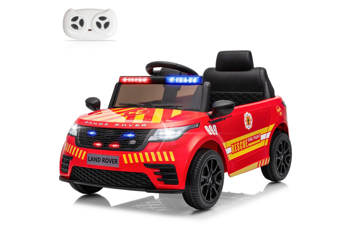 LALAHO Elektro-Kinderauto Kinderauto Polizeiauto,12V 4.5A.h LAND ROVER, Ausgestattet mit Bluetooth, Musik, Hupe und USB