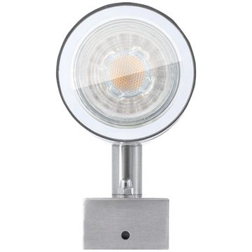 SSC-LUXon LED Aufbaustrahler Aussen-Wandleuchte Wandlampe up & down Aufbauleuchte, IP44 Edelstahl, Warmweiß