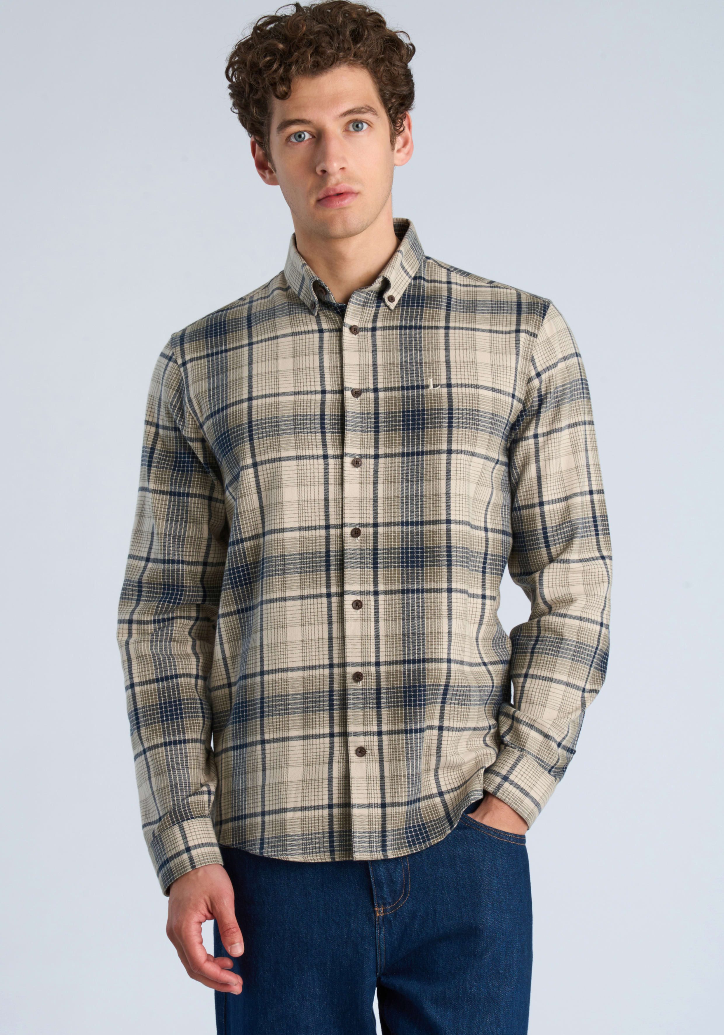 LINDBERGH Karohemd mit Knopfleiste und Button-Down-Kragen / Relaxed Fit