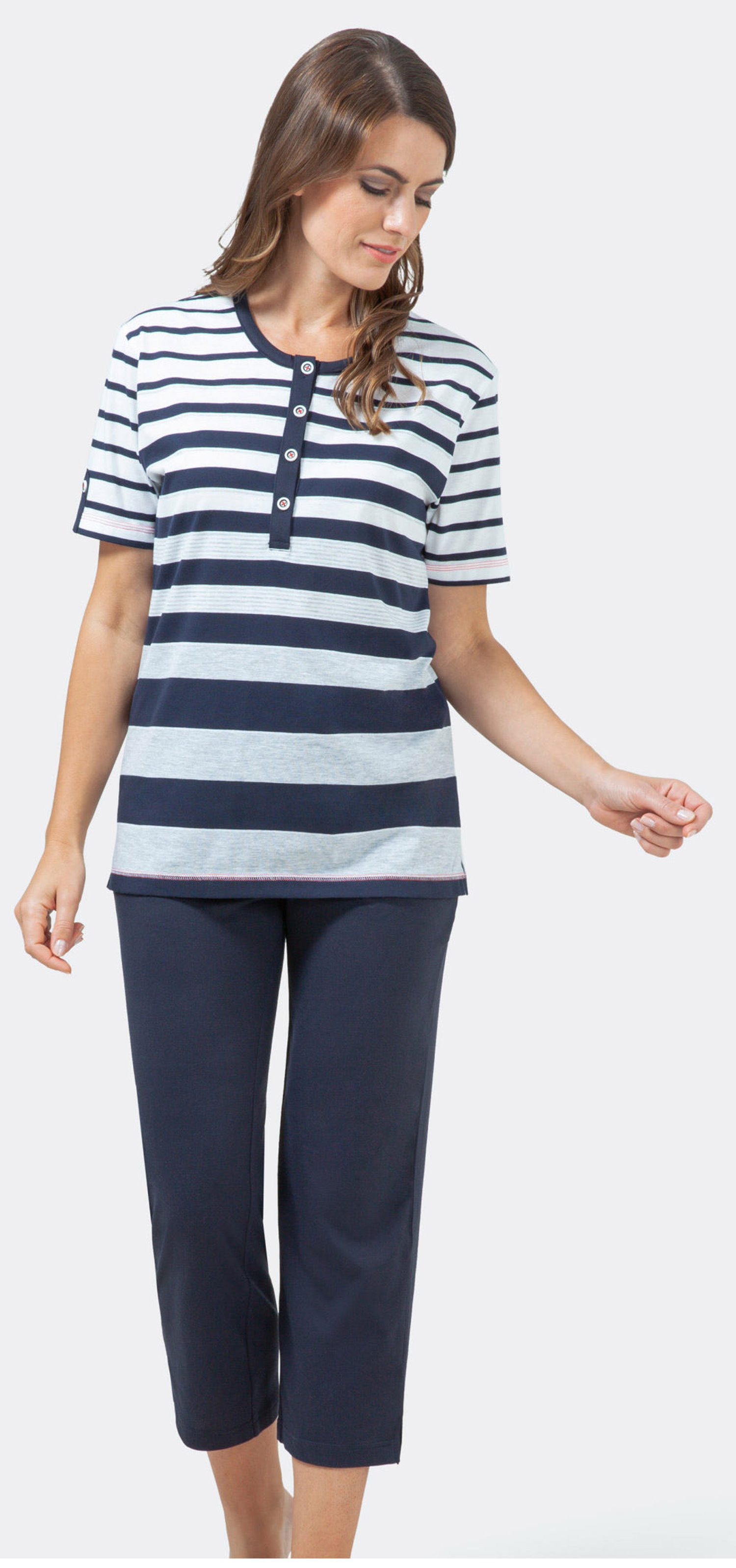 Capri-Pyjama Damen Schlafanzug Caprihose