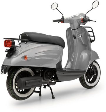Burnout Motorroller Luna Grau, 50 ccm, 25 km/h, Euro 5, Unverwechselbares Retro Design, Mofa, Neues Modell 2024