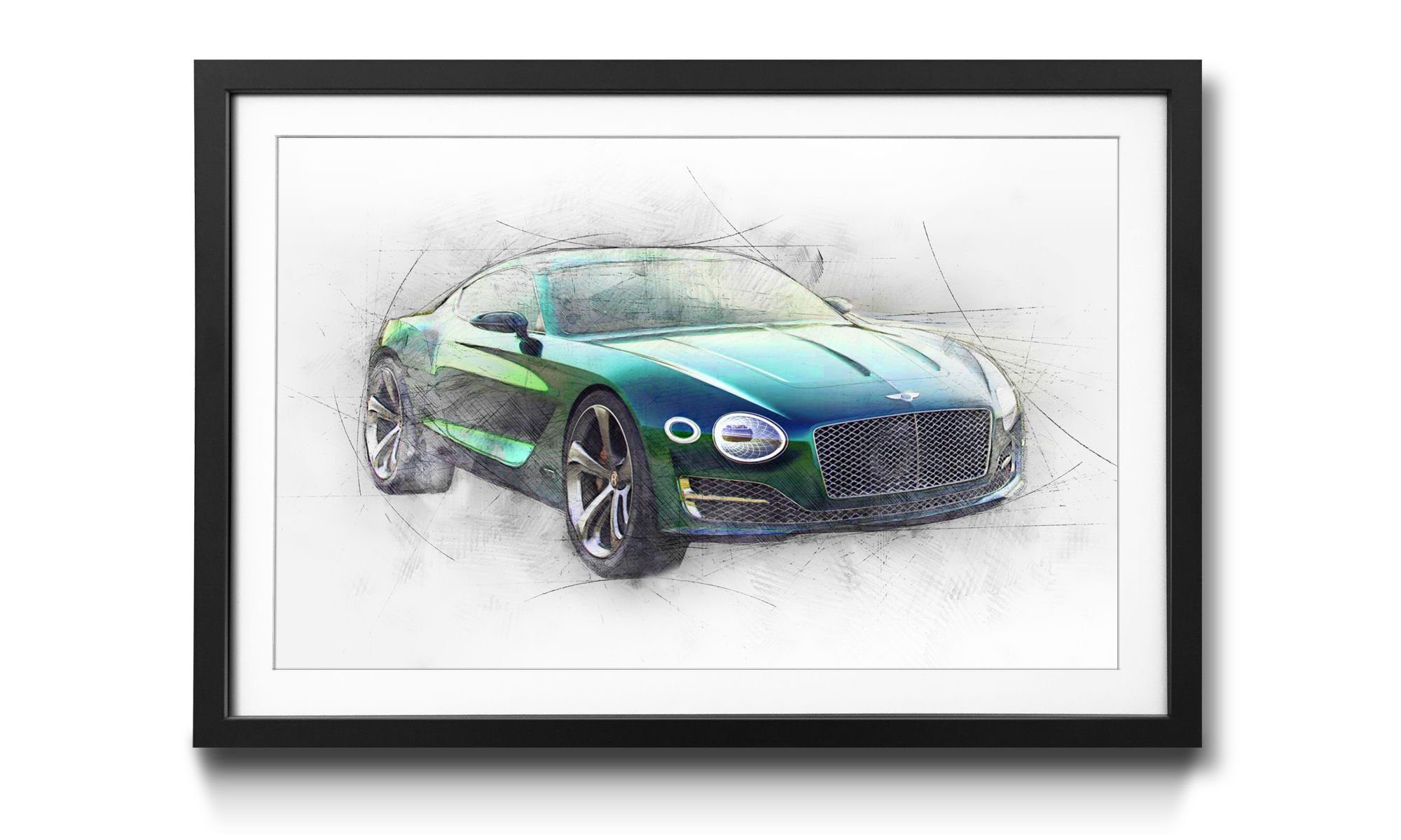 in Größen Queen, WandbilderXXL Auto, 4 erhältlich Green mit Rahmen Wandbild, Bild