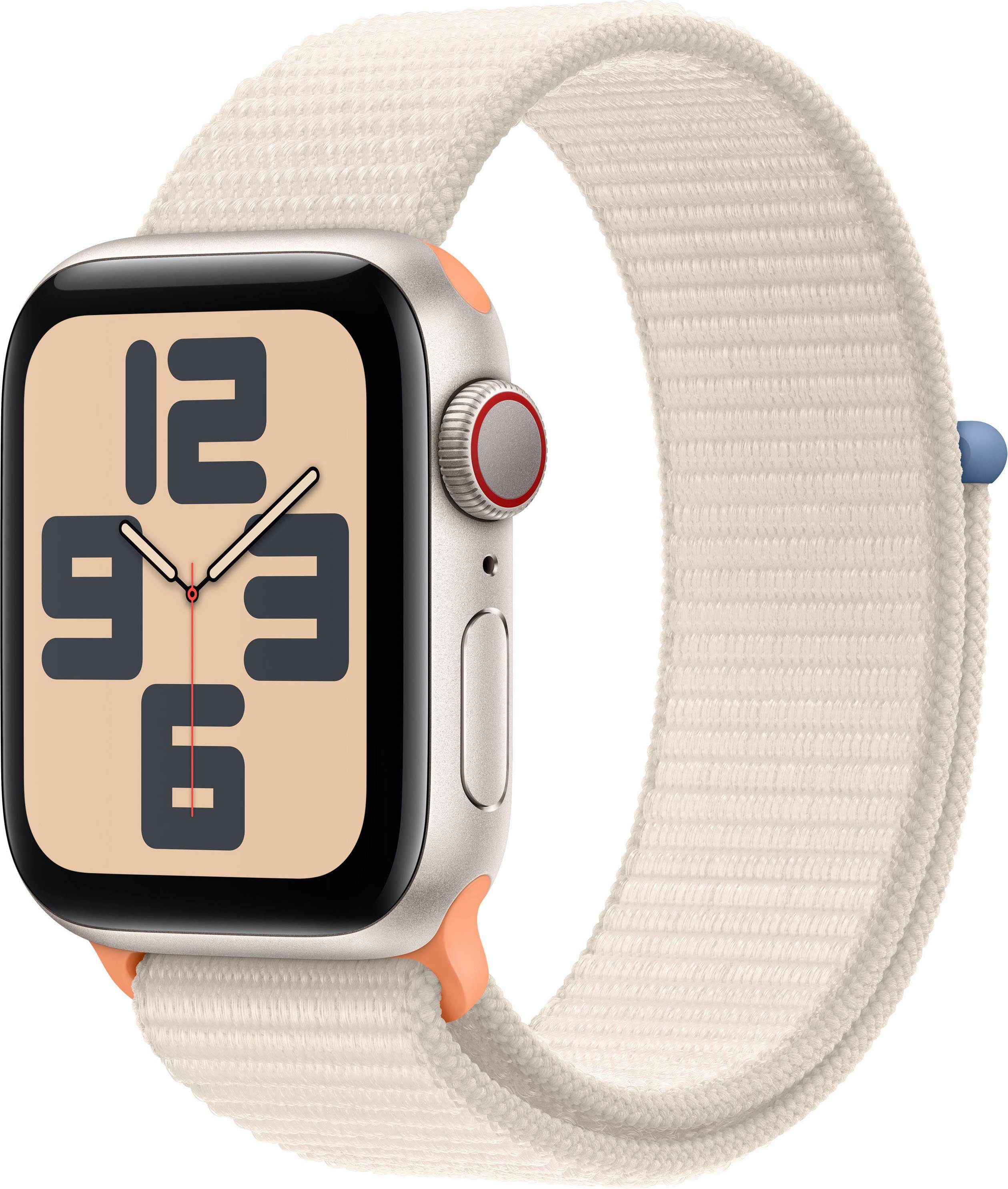 Apple Watch SE GPS 40mm Smartwatch (4 cm/1,57 Zoll, Watch OS 10), Sport Loop Starlight | Starlight