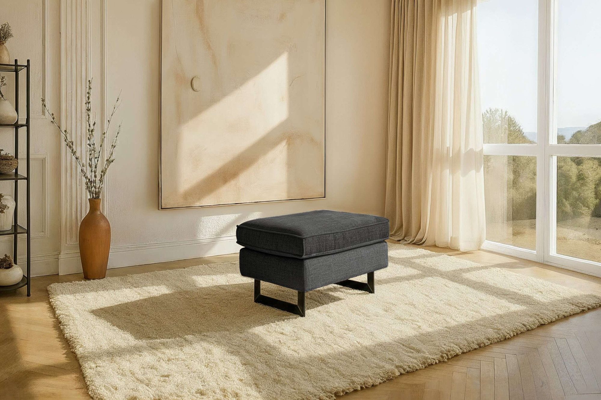 Home affaire Polsterhocker Pinto, mit Keder, günstig online kaufen