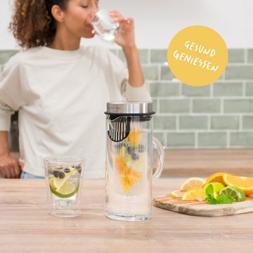 SILBERTHAL Wasserkaraffe aus Glas mit Deckel, für Kalt- & Heißgetränke