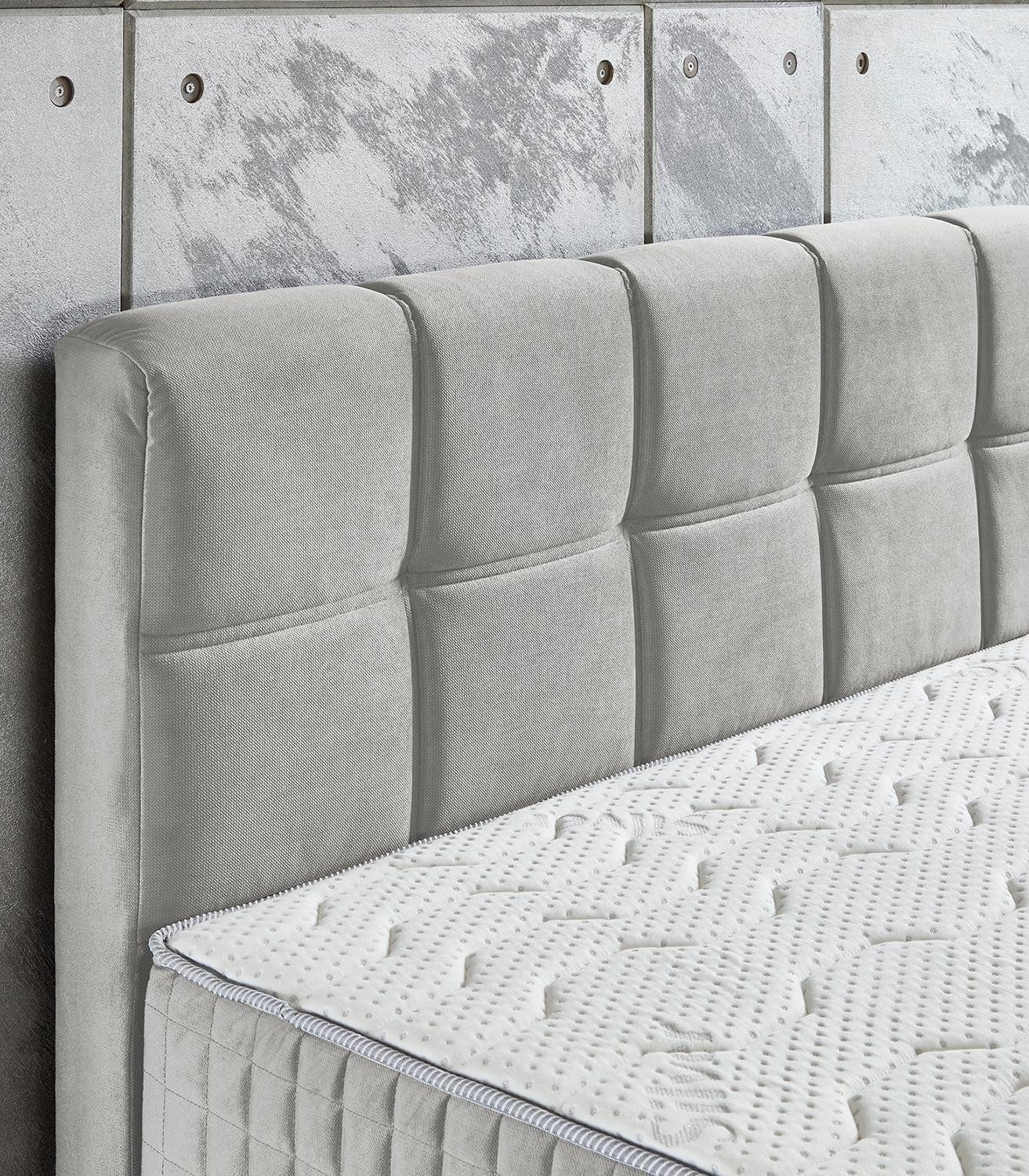 Sun Garden Boxbett WIEN, Hellgrau, Webstoff, mit Bettkasten, 7-Zonen-Taschenfederkernmatratze, B 140 x H 114 x T 213 cm