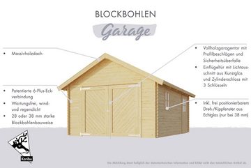 Karibu Garage Blockhausgarage, BxT: 435x572 cm, 193 cm Einfahrtshöhe, 38 mm Wandstärke