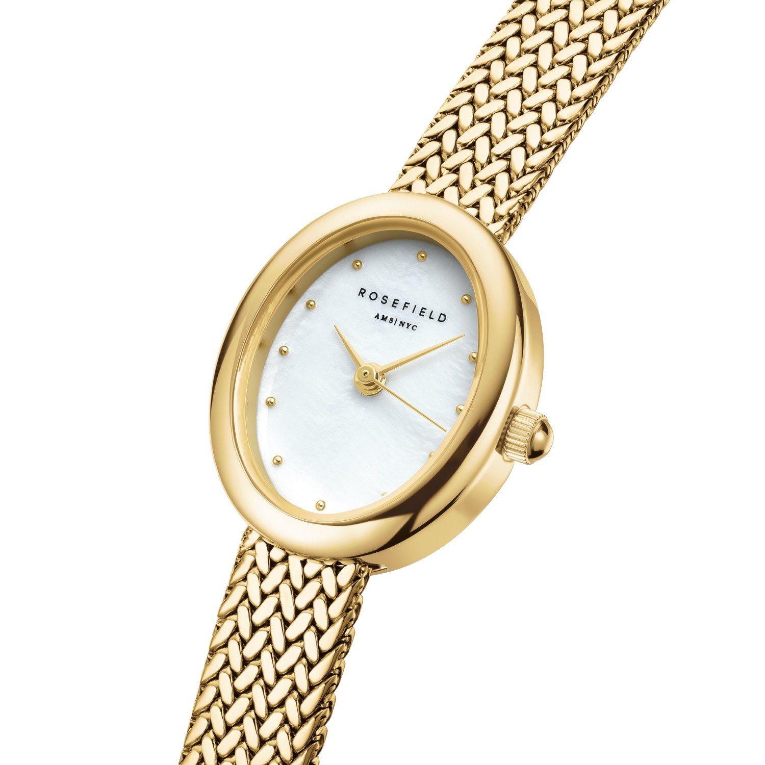 ROSEFIELD Quarzuhr Mini Oval Mesh Goldfarben günstig online kaufen