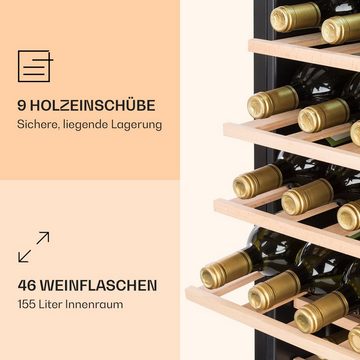 Klarstein Weinkühlschrank Vinamour 46 Uno, für 46 Standardflaschen á 0,75l,Wein Flaschenkühlschrank Weintemperierschrank Weinschrank Kühlschrank