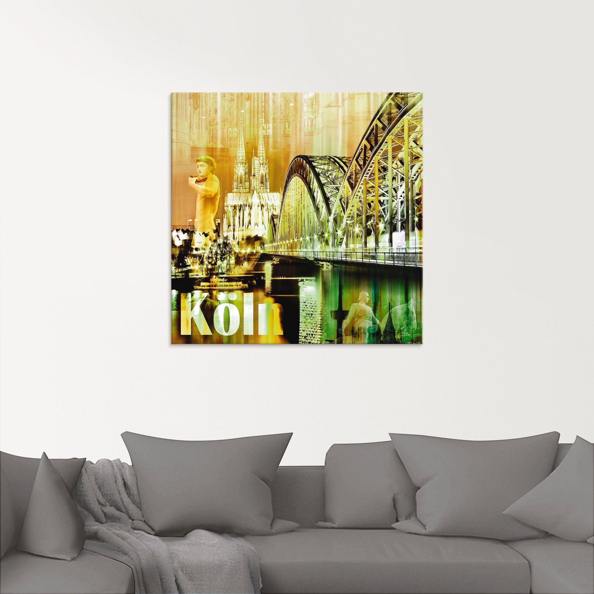 (1 in Artland Gebäude Skyline Größen verschiedenen Köln Glasbild St), Collage, Abstrakte
