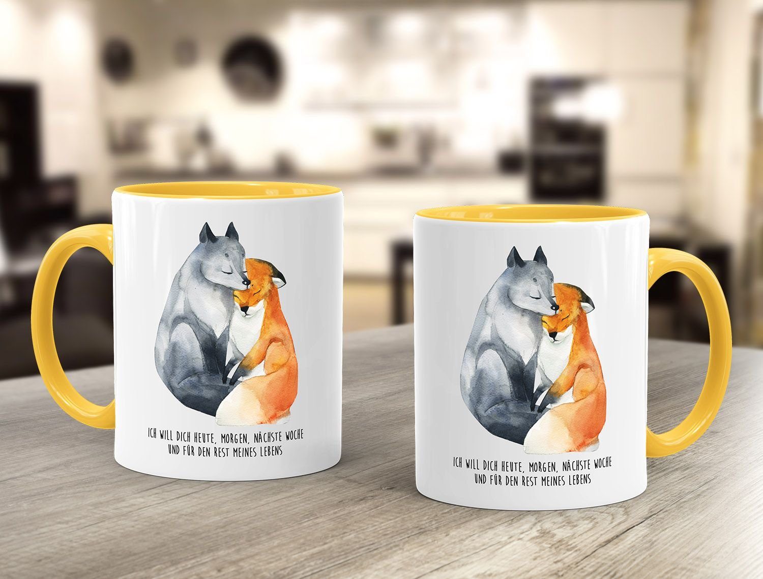 MoonWorks MoonWorks®, morgen Ich Freund Tasse Liebe gelb heute Woche Freundin verliebt nächste Spruch Geschenk-Tasse dich Keramik Fuchs will