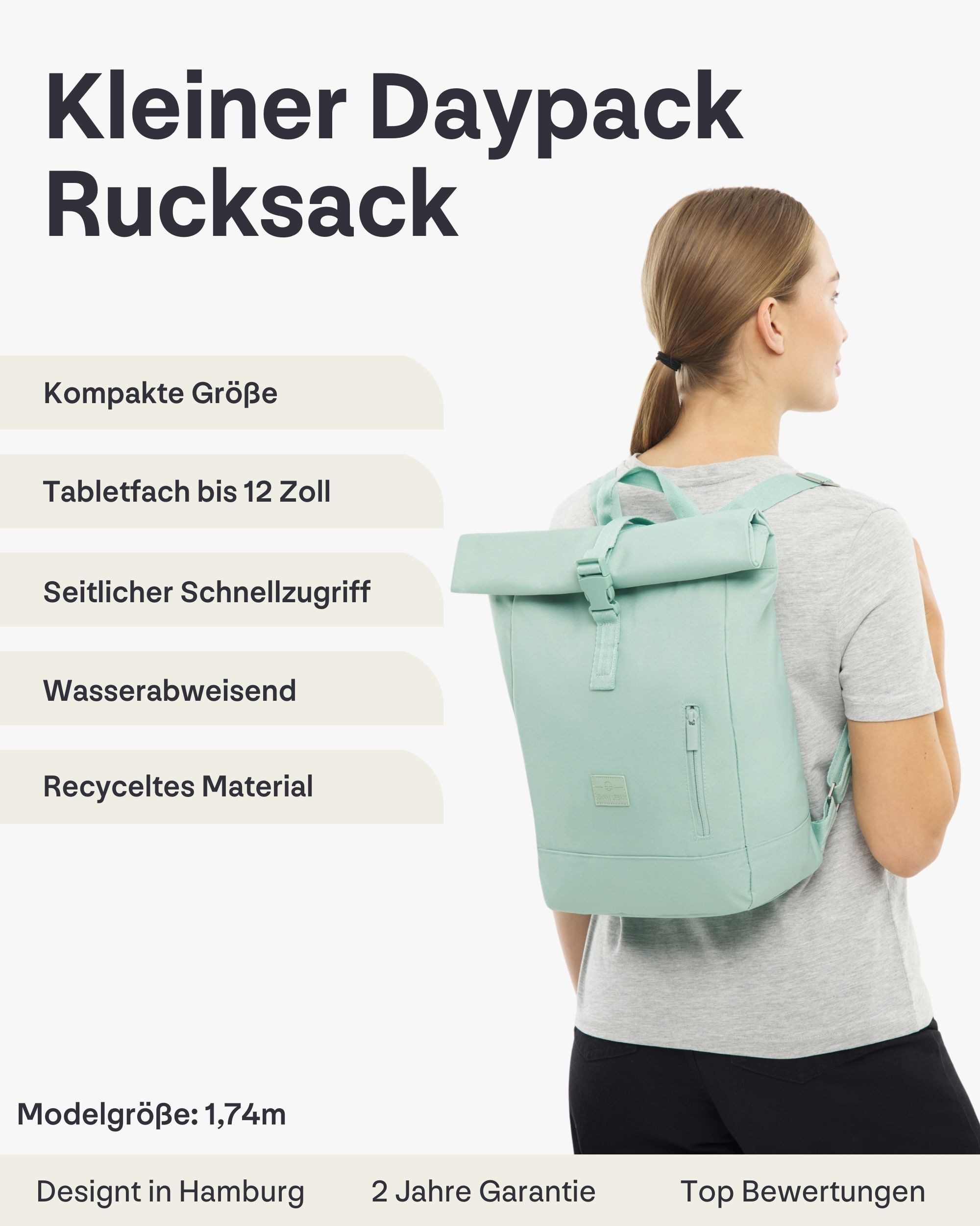 Johnny Urban Cityrucksack Robin Small, Rolltop Damen Herren (1-tlg), Wasserabweisend