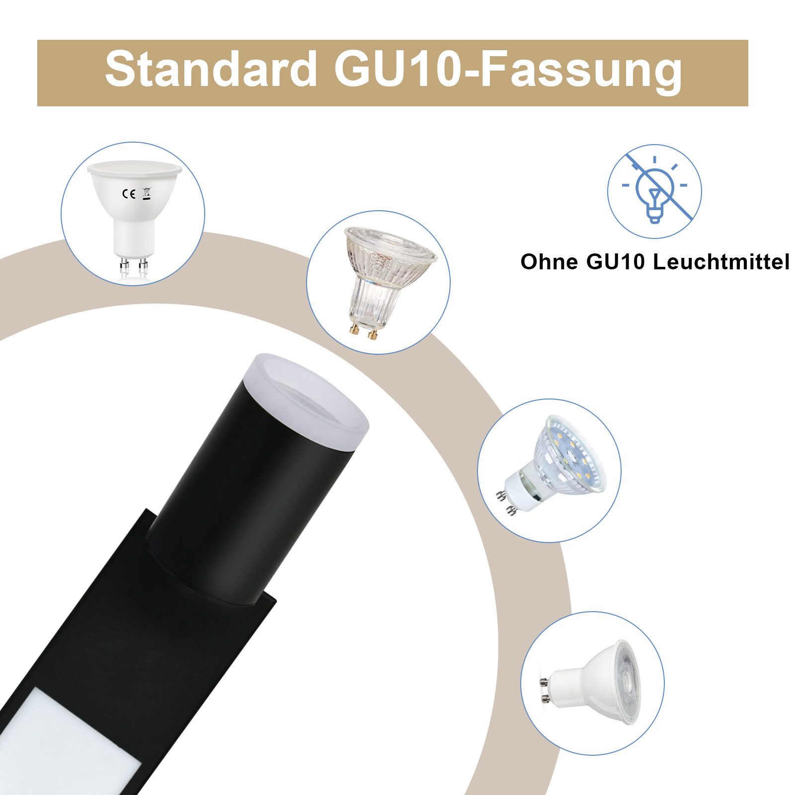 ZMH Deckenstrahler 1 Flammig 10W Schwarz/Weiß GU10 Deckenleuchte 3000K Schlafzimmer, Einfache Installation, LED fest integriert, ohne Leuchtmittel, Warmweiß