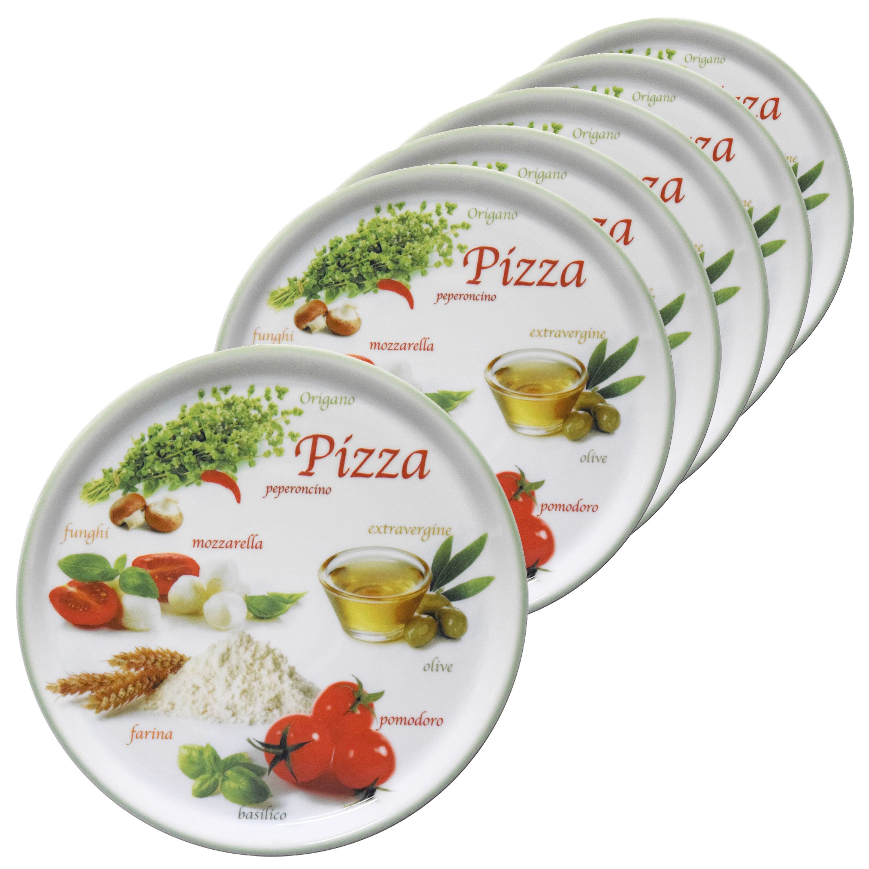 MamboCat Pizzateller 6er Set Pizzateller Napoli Pizzafoods grün 31cm - 04019#ZP1 | Pizzateller