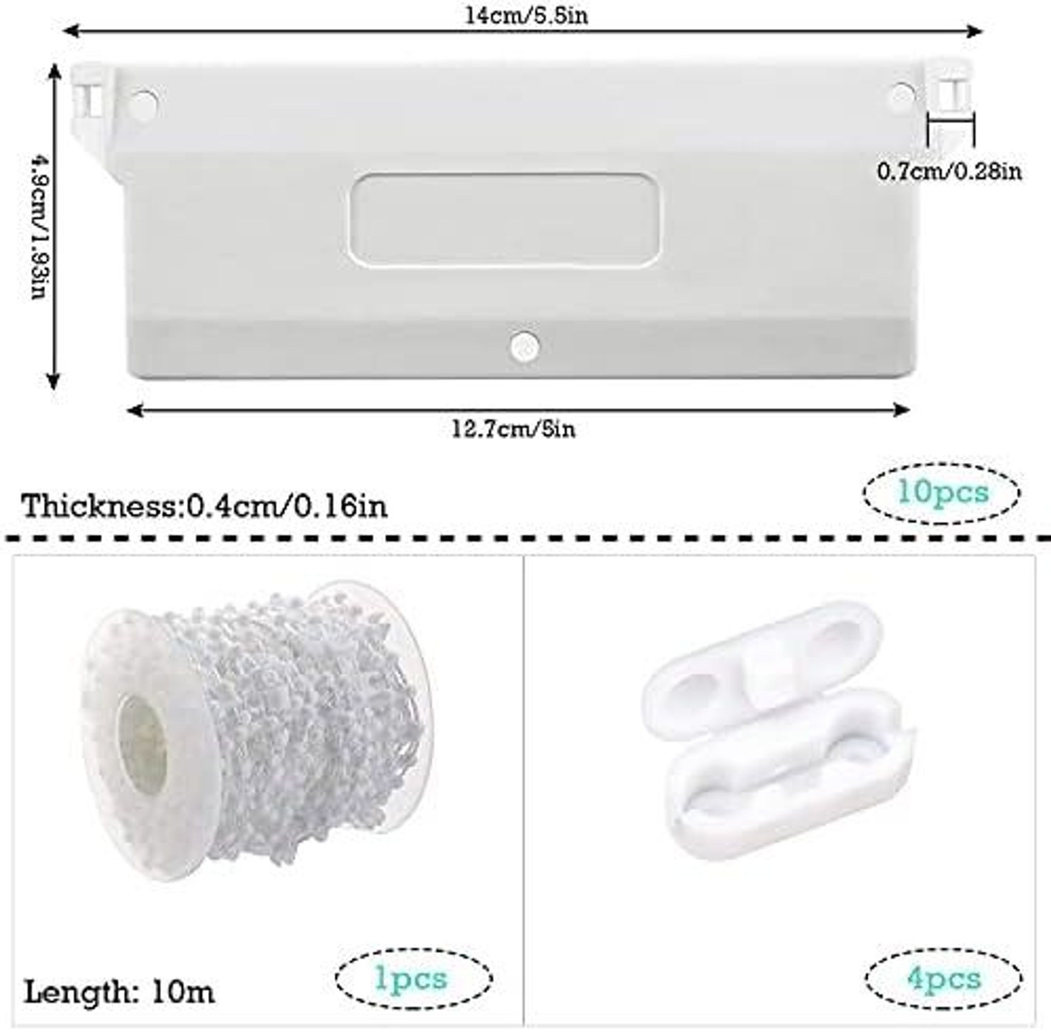 FELIXLEO Lamellenvorhang nach Maß 10er Lamellenvorhang Beschwerungsplatten 127mm mit 10m Kette Weiss