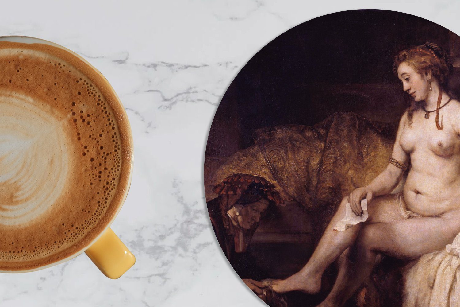 MuchoWow Glasuntersetzer Bathsheba in der für Korkuntersetzer, Badewanne 6-tlg., Getränkeuntersetzer, Gläser, Rembrandt van - Tasse, Becher Tassenuntersetzer, Rijn, Zubehör