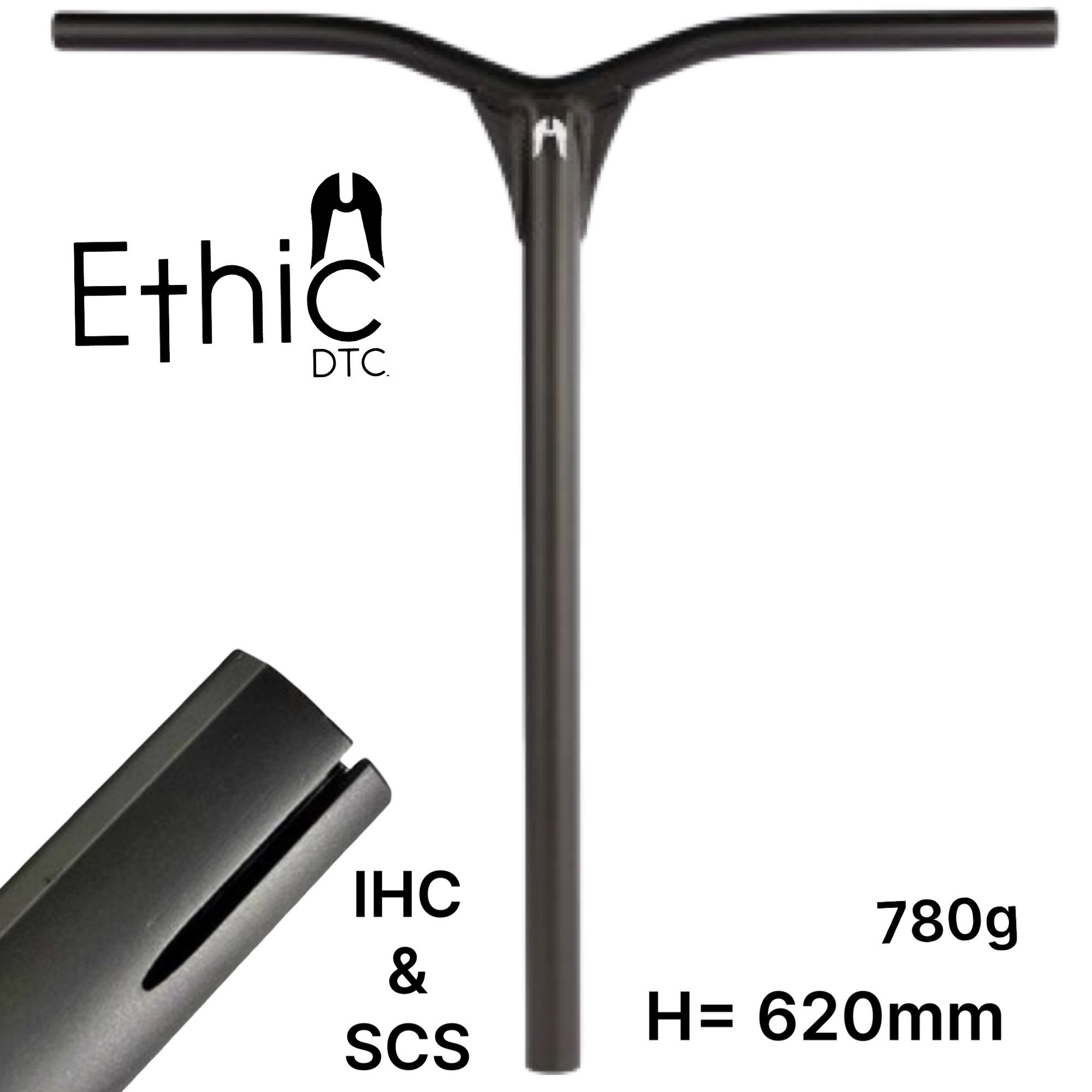 Ethic DTC Stuntscooter Ethic DTC Dryade Alu Stunt-Scooter IHC Lenker Bar 780g 62cm Schwarz