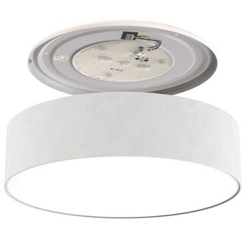 Briloner Leuchten LED Deckenleuchte 3379-016, Stoffschirm, LED fest verbaut, Warmweiß, Deckenlampe, 45x11,5cm, Weiß, 18W, Wohnzimmer, Schlafzimmer, Küche