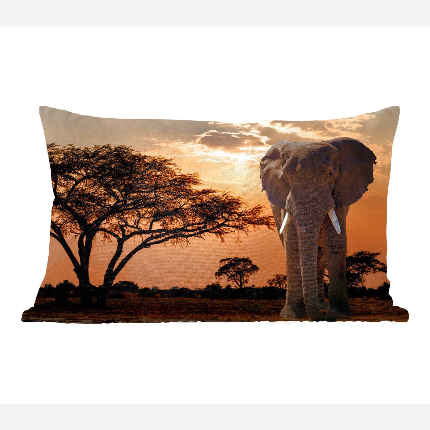 MuchoWow Dekokissen Elefant - Baum - Afrika, Wohzimmer Dekoration, Zierkissen, Dekokissen mit Füllung, Schlafzimmer