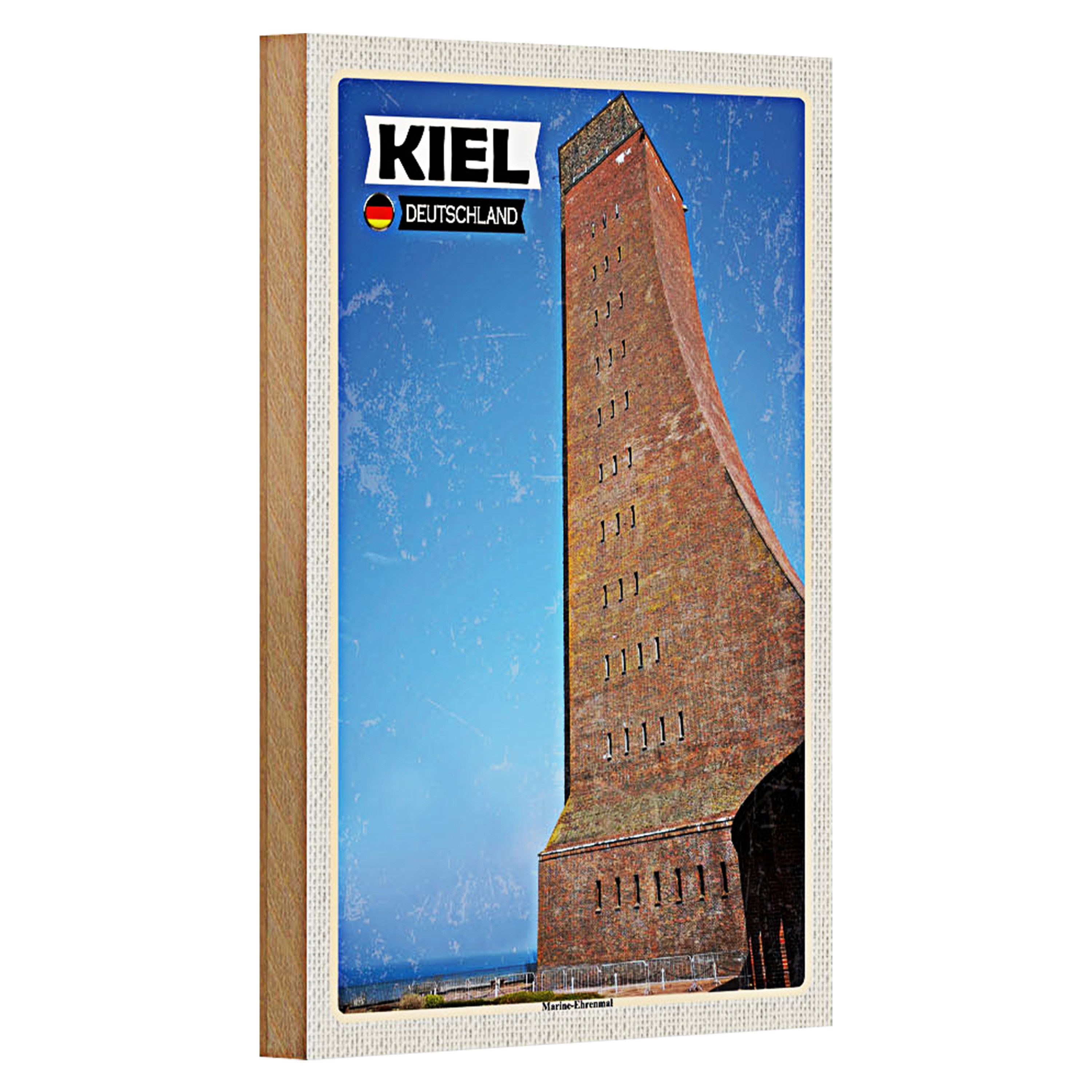 Roomando Holzbild Städte Kiel Marine-Ehrenmal Mittelalter 12x18cm