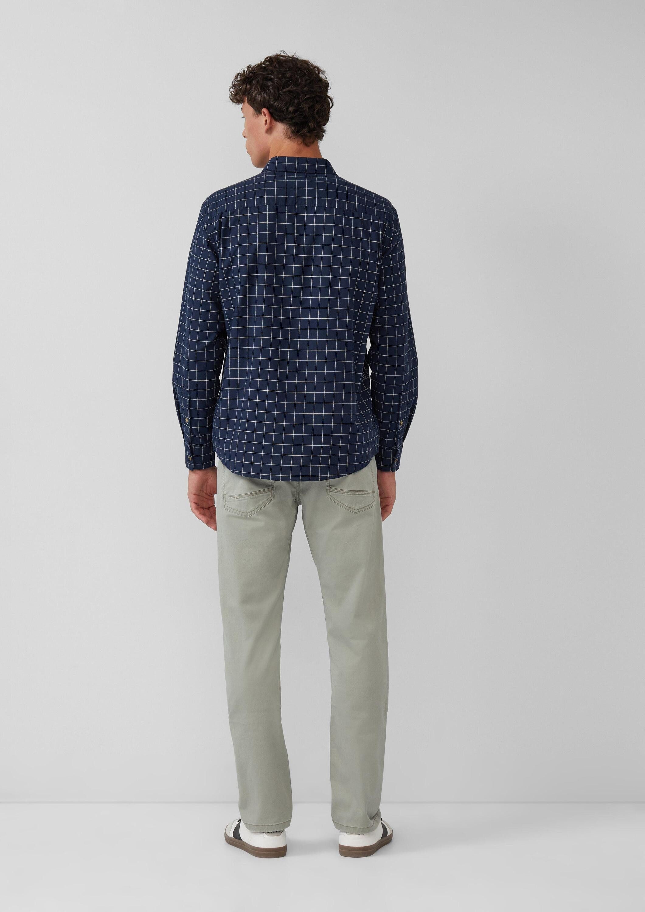 s.Oliver Langarmhemd Hemd Regular Fit: Karo-Hemd aus Baumwolle mit Button-Down-Kragen