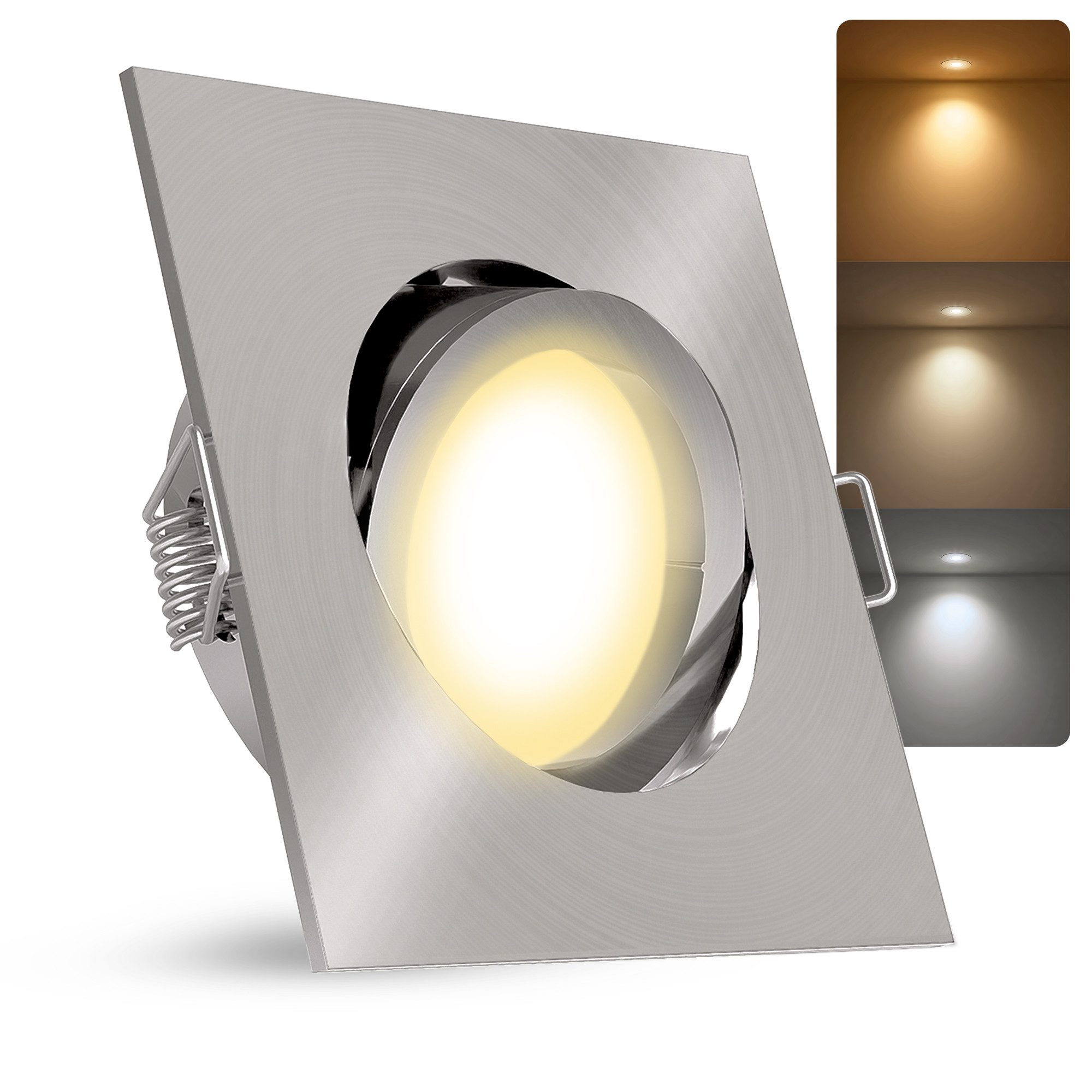 linovum LED Einbaustrahler LED Einbaustrahler LumiFLEX LED GU10 6W 3 Lichtmodi warm neutral kalt, Tageslichtweiß, Warmweiß, Neutralweiß