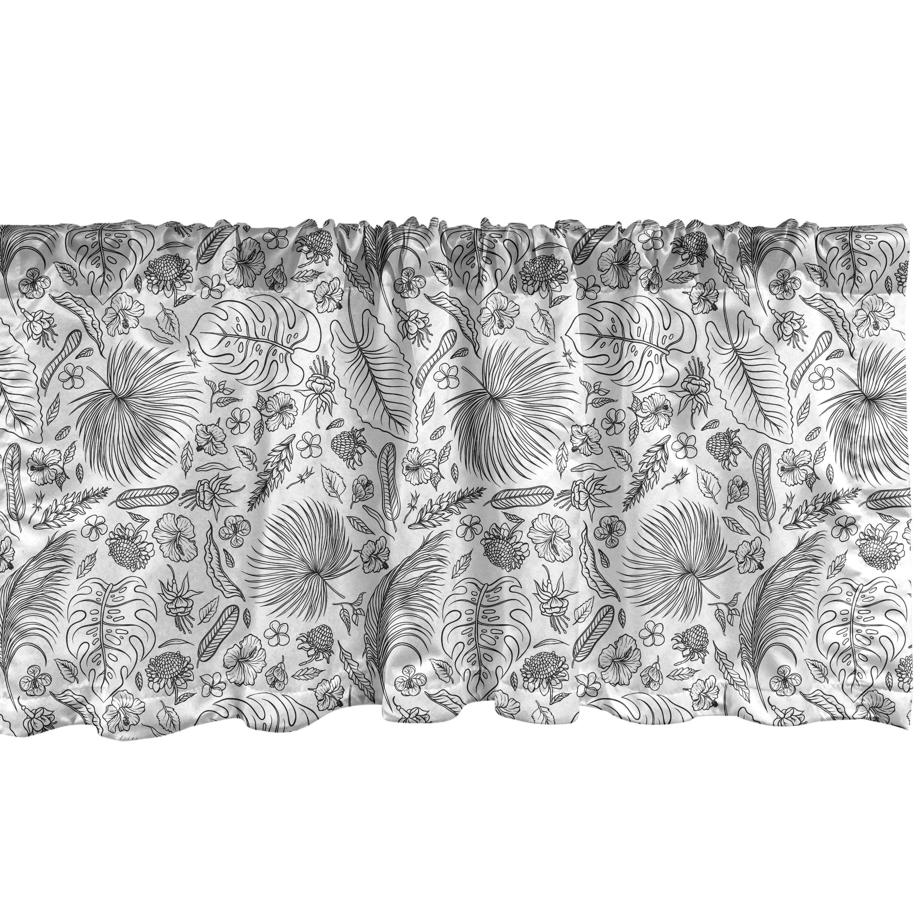 Scheibengardine Vorhang Volant für Küche Schlafzimmer Dekor mit Stangentasche, Abakuhaus, Microfaser, Philodendron Umreißen Tropic Laub