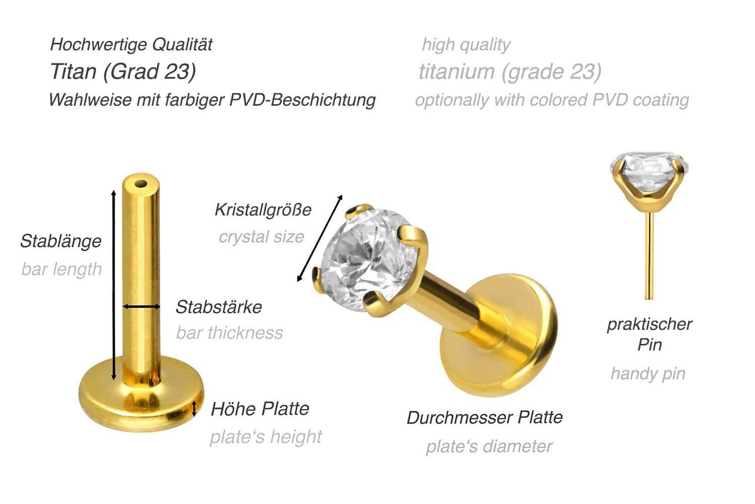 PIERCINGLINE Piercing-Set Titan Labret mit Push günstig online kaufen
