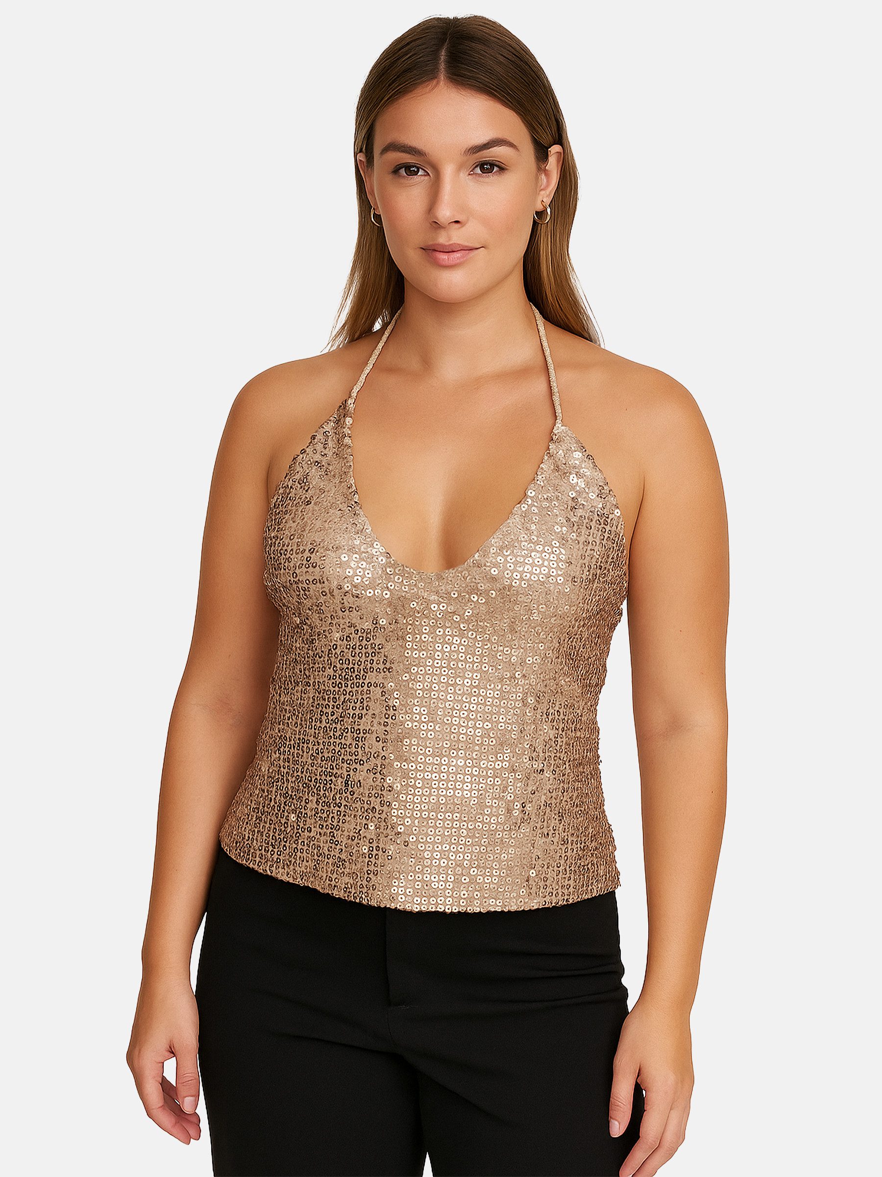 Noisy may Shirttop Glänzendes Outfit mit Pailletten und Halsschnürung NMSHA günstig online kaufen