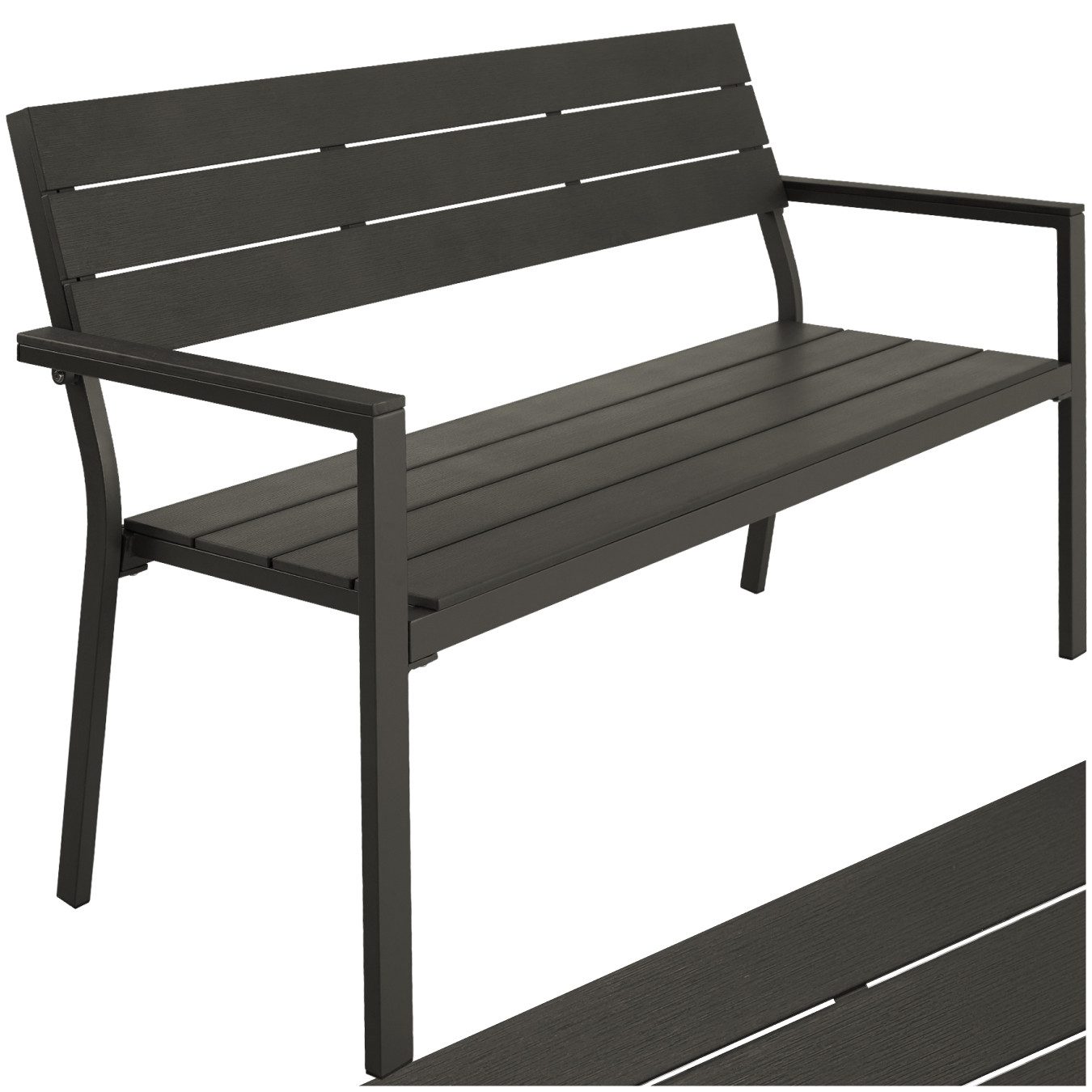 tectake Gartenbank Sitzbank Line 2-Sitzer mit Aluminiumrahmen 128x59x88cm, günstig online kaufen
