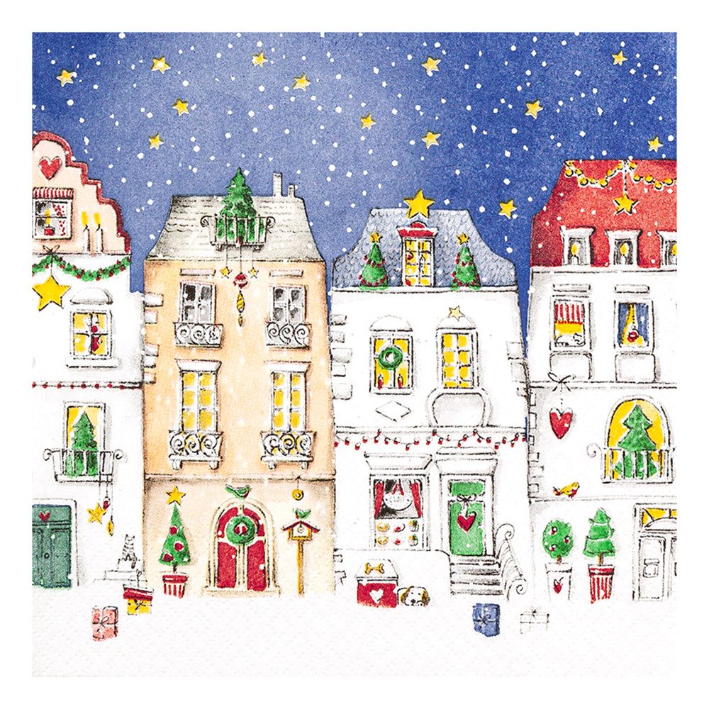 HOME FASHION Papierserviette Winter Village, (20 St), 33x33cm