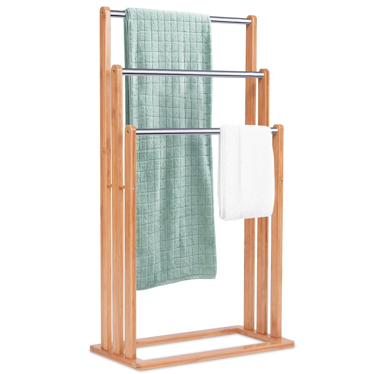 COSTWAY Handtuchständer »Badehandtuchständer Handtuchhalter«, freistehend,  mit 3 Handtuchstangen, aus Bambus + Edelstahl online kaufen | OTTO