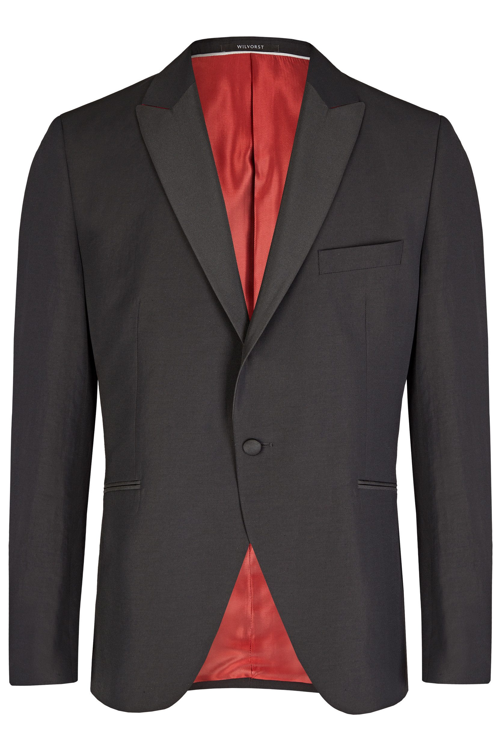 Wilvorst Sakko Wilvorst CLASSIC Herren Smokingsakko Spitzfacon Modern-Fit Schwarz
