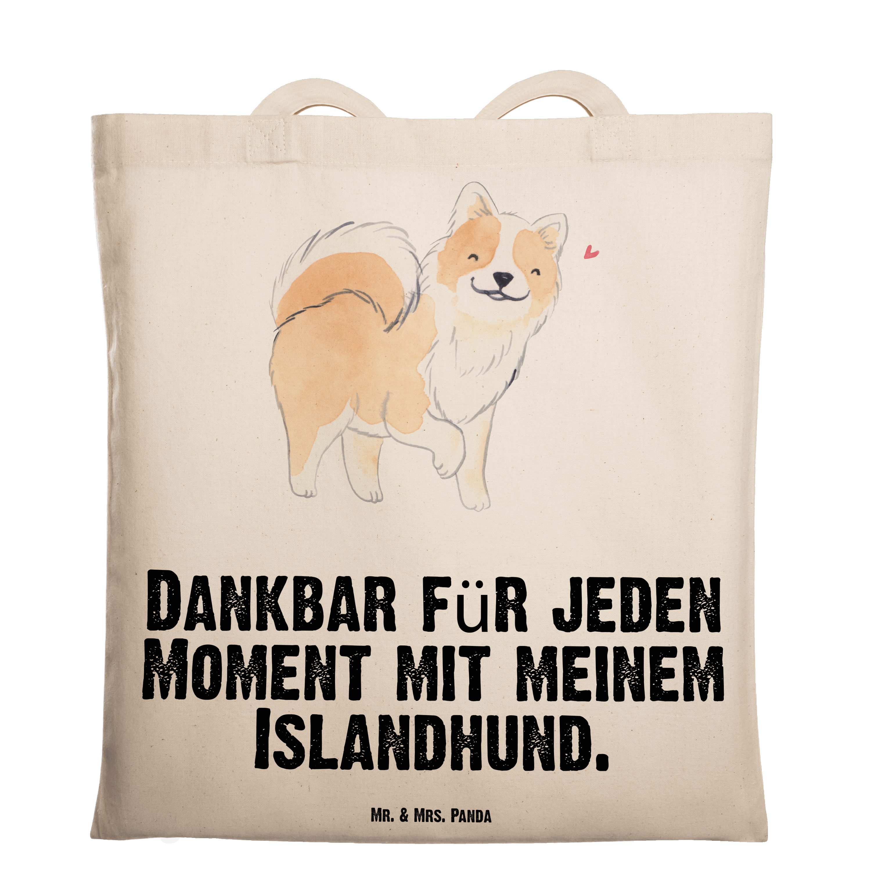 (1-tlg) Geschenk, - Mr. Panda Einkaufstasch Mrs. & Tragetasche Transparent Islandhund Moment - Tierfreund,