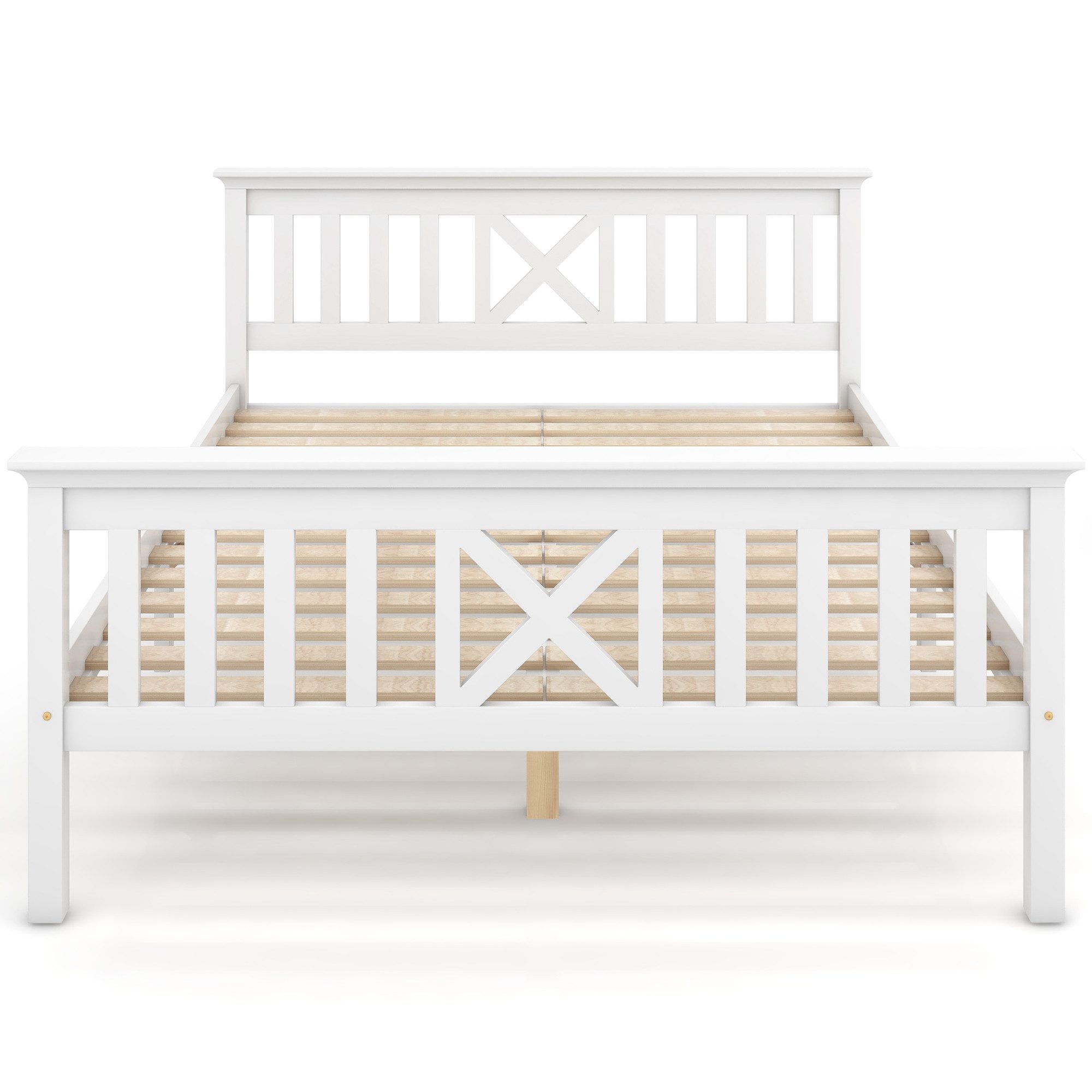 Merax Massivholzbett aus Kiefer, Doppelbett 140x200cm, Jugendbett, Holzbett mit Lattenrost – Bild 5 von 5