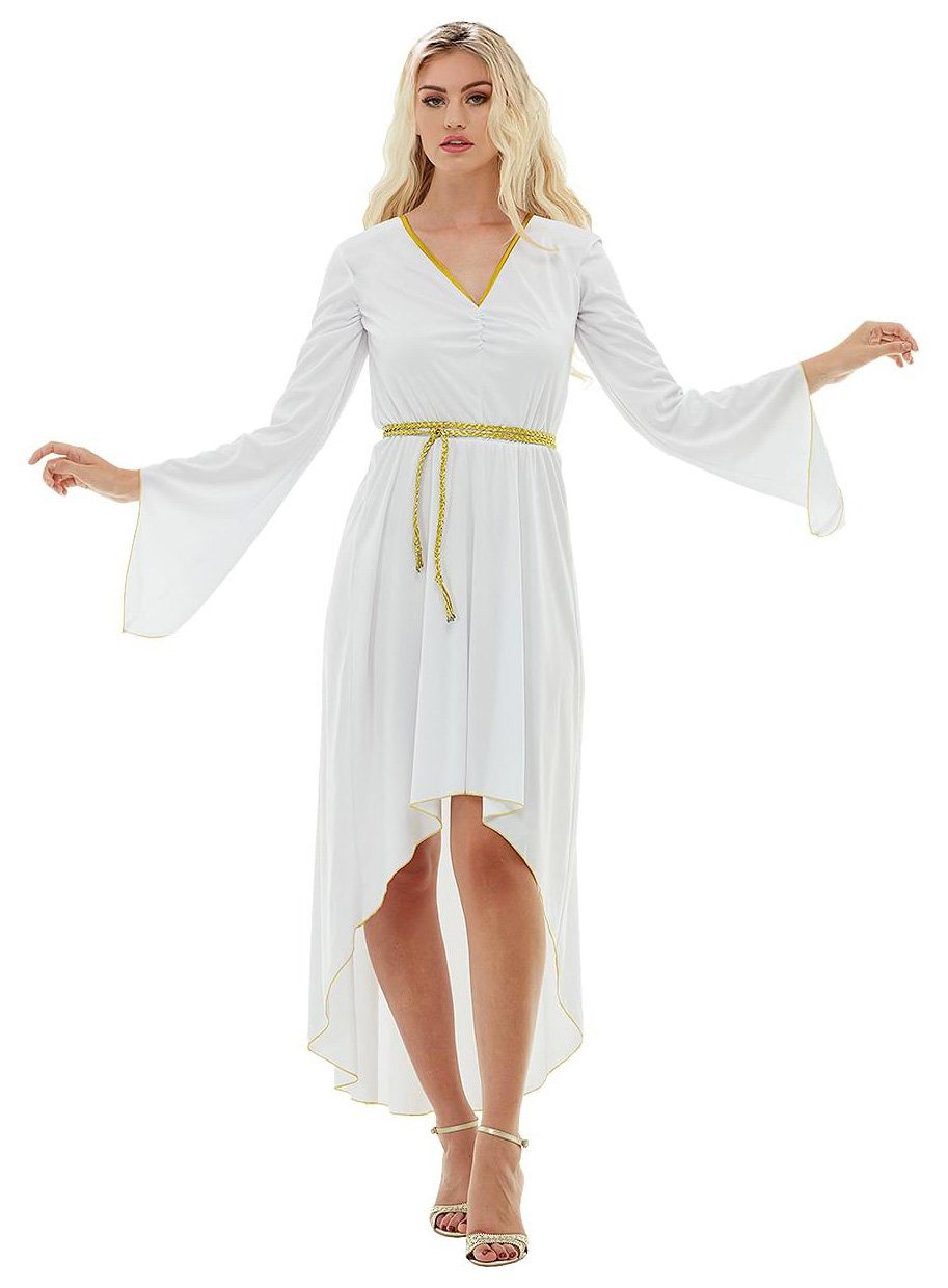 Funidelia Engel-Kostüm Engelsgewand mit Goldborte, Weißes Vokuhila-Kleid - günstig online kaufen