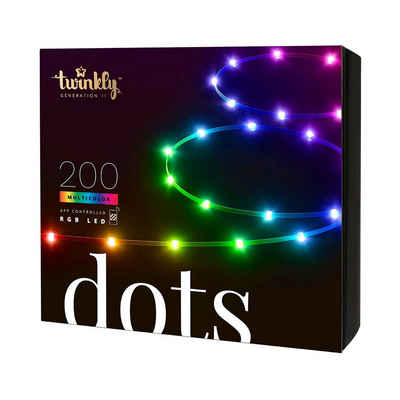 twinkly LED-Lichterkette DOTS 10m Lichterkette mit 200 RGB LED, Transparentes Kabel, Gen II