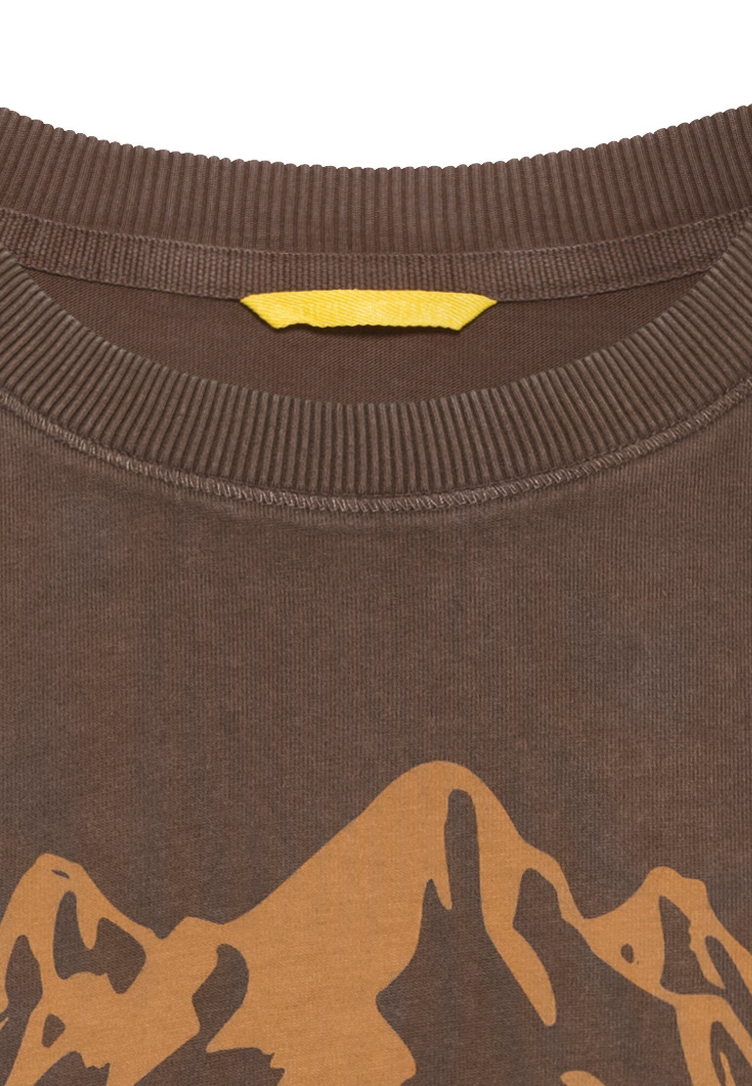 camel T-Shirt Naturprint mit active