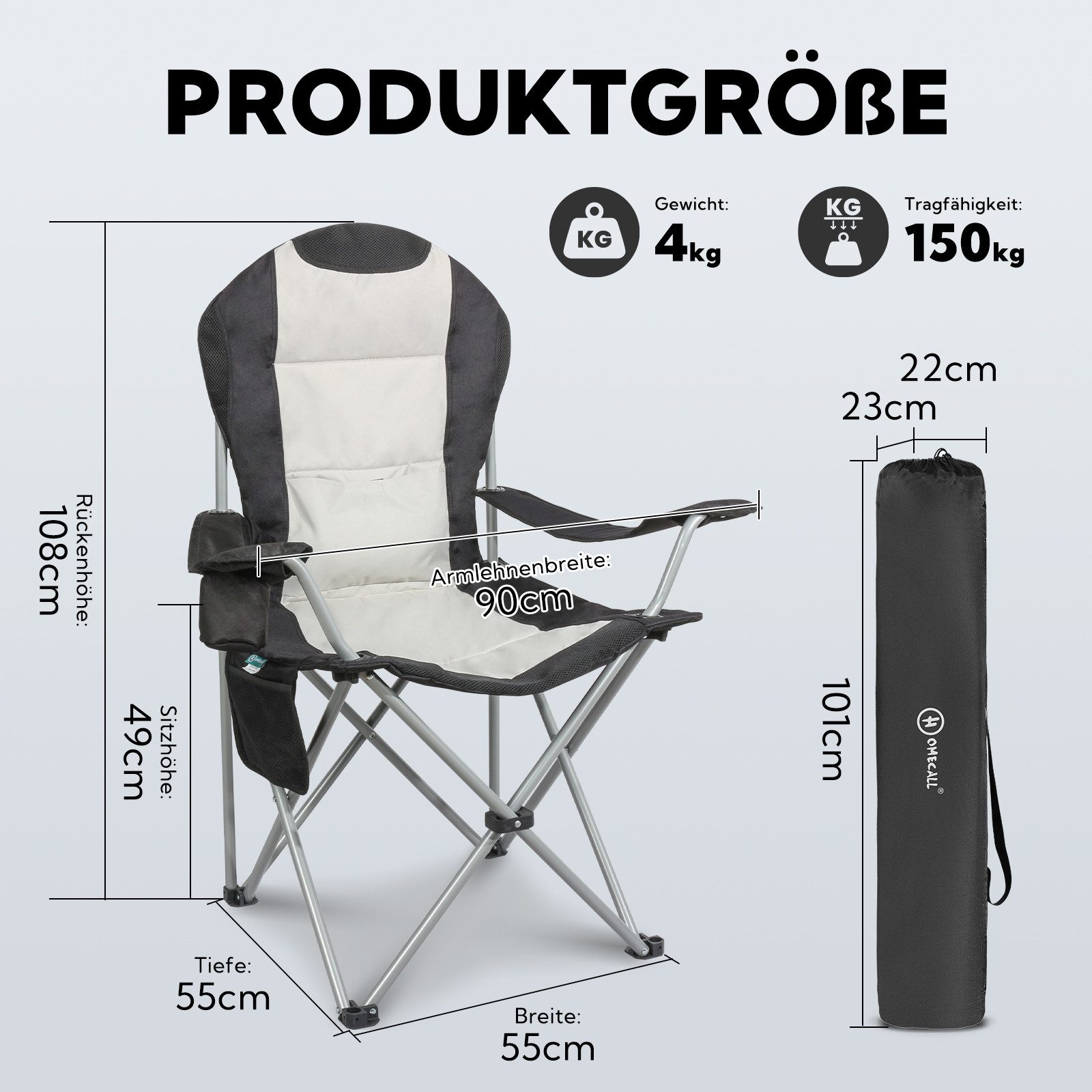 HOMECALL Campingstuhl Hochlehner Klappstuhl Gartenstuhl Angelstuhl, günstig online kaufen